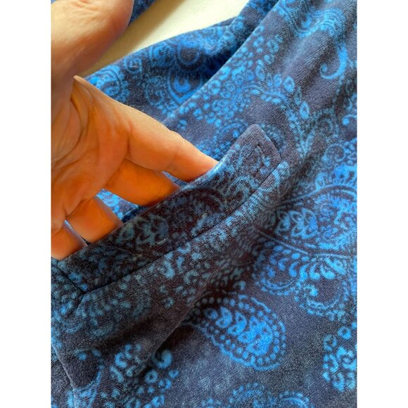 Kim Rogers Womens Paisley Zip-Up soft warm  Jacket XL Blue & Black Grandmacore - Picture 3 of 8